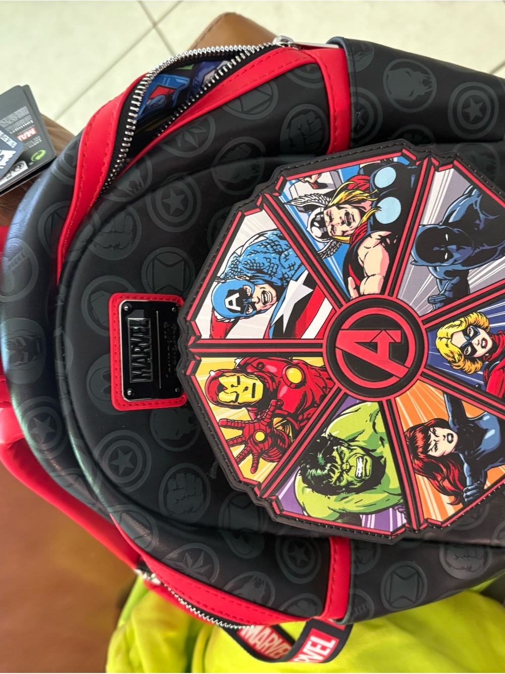 Marvel Black and Red Avengers Character Panel Backpack